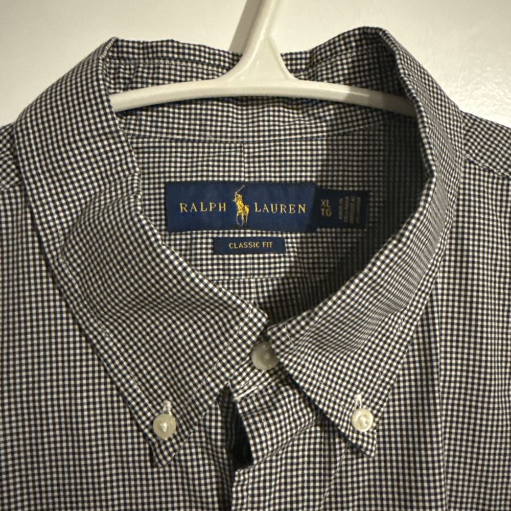 Ralph Lauren Shirt Adult XL Checker Pony Button Up Classic Fit Prep Casual Men's